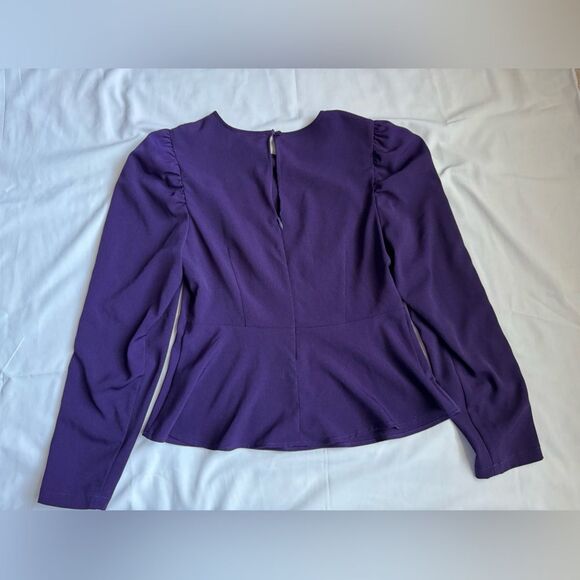 Express Purple Long Sleeve Peplum Blouse – Size Extra Small - Picture 4 of 4